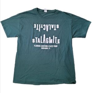 Stalagmite Florida Caverns State Park Green T-shirt sz L  Retro, Travel, Men's.